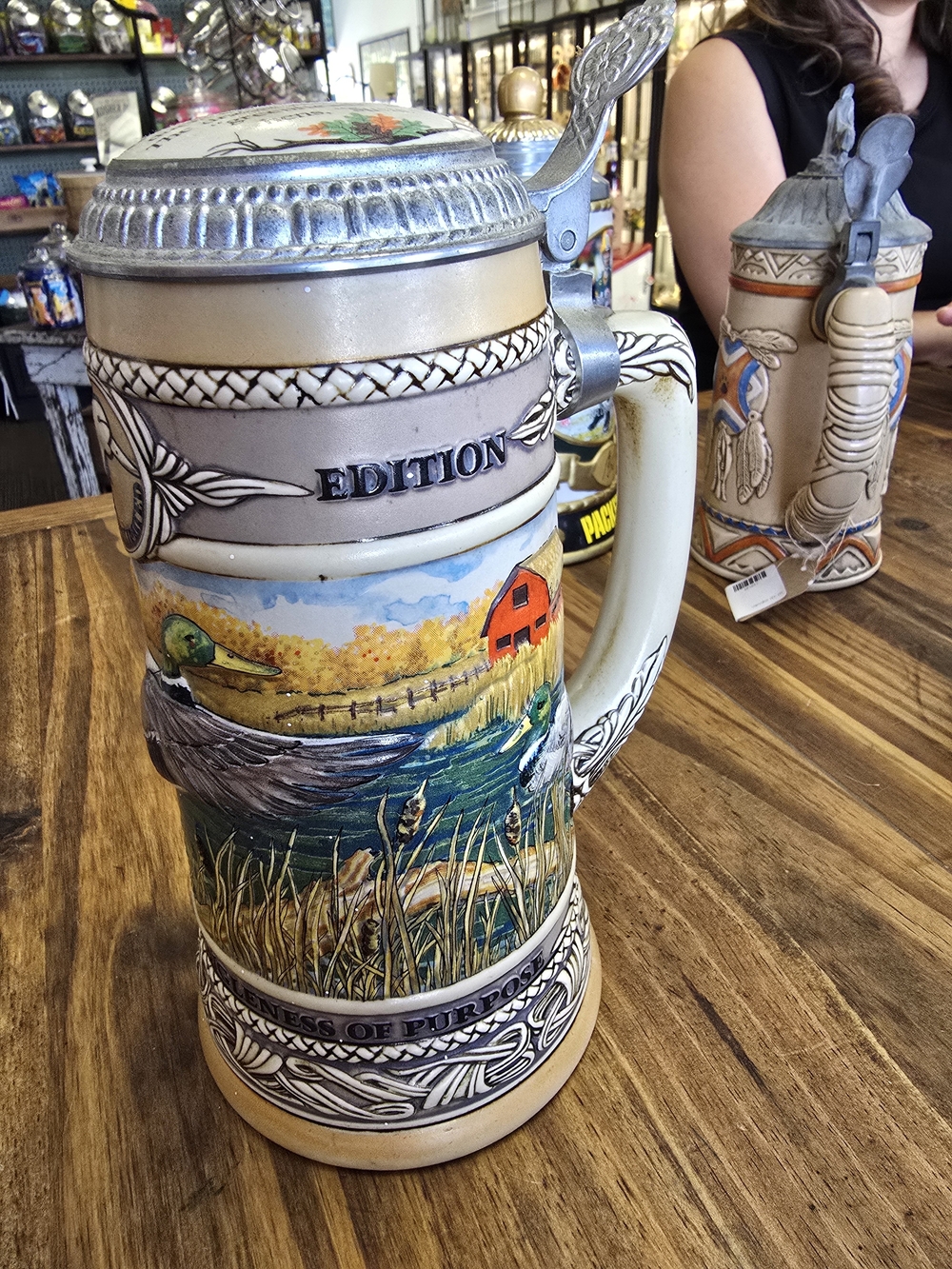 Edition Decorative Ceramic Beer Stein with Duck Scene